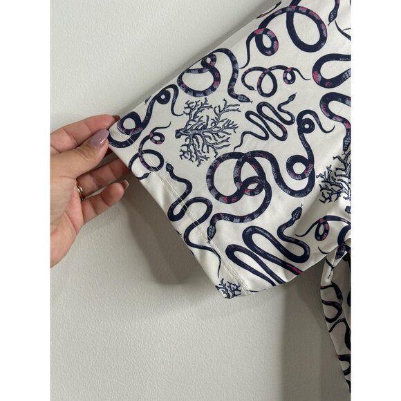 Greyson Polo Shirt Mens L White Navy Purple Snake Print Golf Performance Stretch - Picture 3 of 9